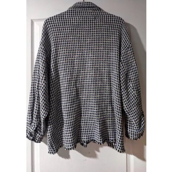 Zara | Tweed button down jacket in blue - Picture 5 of 12